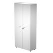 Bibliothèque haute Trend - L80xP35xH180 cm - 2 portes en mélaminé avec serrure - blanc