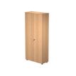 7331920002267-Bibliothèque haute Trend - L80xP35xH180 cm - 2 portes en mélaminé avec serrure - imitation hêtre--0