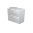 7331920002359-Bibliothèque basse Trend - L80xP35xH72 cm - 2 portes en verre dépoli - gris--0