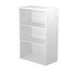Bibliothèque mi-haute Trend - L80xP35xH120 cm - 2 portes en verre dépoli - blanc