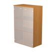 Bibliothèque mi-haute Trend - L80xP35xH120 cm - 2 portes en verre dépoli - imitation aulne