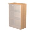 Bibliothèque mi-haute Trend - L80xP35xH120 cm - 2 portes en verre dépoli - imitation hêtre