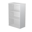7331920002427-Bibliothèque mi-haute Trend - L80xP35xH120 cm - 2 portes en verre dépoli - gris--0