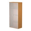 Bibliothèque haute Trend - L80xP35xH180 cm - 2 portes en verre dépoli - imitation aulne