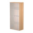 Bibliothèque haute Trend - L80xP35xH180 cm - 2 portes en verre dépoli - imitation hêtre