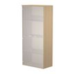 Bibliothèque haute Trend - L80xP35xH180 cm - 2 portes en verre dépoli - imitation chêne