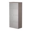 Bibliothèque haute Trend - L80xP35xH180 cm - 2 portes en verre dépoli - imitation frêne Toscan