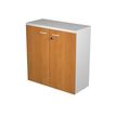 Bibliothèque basse Trend - L80xP44xH72 cm - 2 portes en mélaminé imitation aulne avec serrure - gris