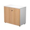 Bibliothèque basse Trend - L80xP44xH72 cm - 2 portes en mélaminé imitation hêtre avec serrure - gris