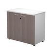 Bibliothèque basse Trend - L80xP44xH72 cm - 2 portes en mélaminé imitation frêne Toscan avec serrure - gris