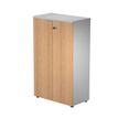 Bibliothèque mi-haute Trend - L80xP44xH120 cm - 2 portes en mélaminé avec serrure - imitation hêtre
