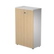 Bibliothèque mi-haute Trend - L80xP44xH120 cm - 2 portes en mélaminé avec serrure- imitation chêne