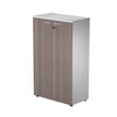 7331920002656-Bibliothèque mi-haute Trend - L80xP44xH120 cm - 2 portes en mélaminé avec serrure - imitation frêne--0