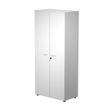 Bibliothèque haute Trend - L80xP44xH180 cm - 2 portes en mélaminé avec serrure - blanc