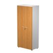 Bibliothèque haute Trend - L80xP44xH180 cm - 2 portes en mélaminé avec serrure - imitation aulne