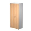 Bibliothèque haute Trend - L80xP44xH180 cm - 2 portes en mélaminé avec serrure - imitation hêtre