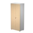 7331920002717-Bibliothèque haute Trend - L80xP44xH180 cm - 2 portes en mélaminé avec serrure - imitation chêne--0