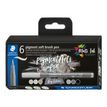 4007817098639-STAEDTLER Pigment soft brush 372 - 6 feutres pointe pinceau souple - gris & noir assortis--0