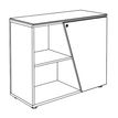 3253310544383-Armoire basse KHEOPS - porte à droite - structure blanc perle - finition imitation chêne clair--1