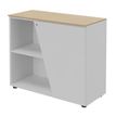 3253310544383-Armoire basse KHEOPS - porte à droite - structure blanc perle - finition imitation chêne clair--0