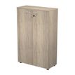 Bibliothèque mi-haute Trend - L80xP35xH120 cm - 2 portes en mélaminé avec serrure - chêne canadien