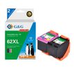 Cartouche compatible HP 62XL - Pack de 2 - noir, cyan, magenta, jaune - G&G