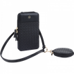3664447203928-Oberthur Lisbonne - Sac Téléphone Noir – Petit Sac Bandoulière Élégant Mix-Matière, Porte-Monnaie Amovible, Range--0