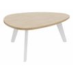 Table basse galet - L100xH42xP90/80 - pied blanc - plateau imitation chêne clair