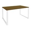 Bureau droit LOFTER - L80 cm - Plateau imitation noyer - pied blanc
