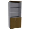 Bibliothèque IDRA/DUAL  avec 2 portes basses - L80 x H180 x P47 - Corps alu - Portes et dessus imitation noyer