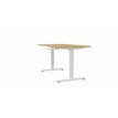 Bureau AXEL assis/debout - réglage par manivelle - L180 x P80 cm - plateau imitation chêne clair - pieds blancs