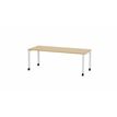 3617350002560-Table de réunion mobile ARIAL - L200 x P80 cm - plateau imitation chêne clair - pieds bl-P_405153544_1-0