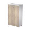 7331920009648-Bibliothèque mi-haute Trend - L80xP44xH120 cm - 2 portes en mélaminé imitation chêne c-P_405224140_1-0