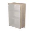 0404052241433-Bibliothèque mi-haute Trend - L80xP35xH120 cm - 2 portes en verre dépoli - imitation ch