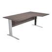 Bureau compact Trend - L160 cm - retour à droite - Pieds métals anthracite - plateau imitation frêne noir - (pieds de renfort obligatoire à rajouter - non inclus)