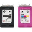 0196786390135-HP 308 - Pack de 2 - noir et 3 couleurs - cartouche d'encre originale (6L6S6UE)--1