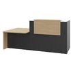 Banque d'accueil OLA - Ensemble composé d'un module haut + un module PMR et d'une tablette chêne clair - L222,5 cm - carbone et chêne clair