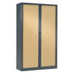Armoire haute monobloc à rideaux GENERIC - 198 x 120 x 43 cm - corps anthracite - rideaux chêne