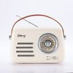 Halterrego - Radio vintage - Bluetooth, Radio FM, lecteur USB, Aux In Aux IN - Batterie rechargeable - blanc crème
