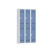 Vestiaire multicases - 3 colonnes - 6 portes - 180 x 90 x 50 cm - gris/bleu