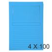 Exacompta Super 160 - 4 Paquets de 100 Chemises à fenêtre - 160 gr - bleu vif
