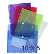 Exacompta - 10 Packs de 5 Pochettes perforées à scratch - A4 - couleurs assorties