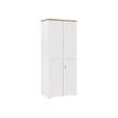 Armoire hautes YES ! - L80 x H187 x P42 - 2 portes - Façade blanche - Dessus chêne structuré
