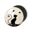 3700572713205-Kiub Bug Art - Magnet rond en verre - Chat Oiseaux-Avant-0