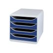 Exacompta BigBox - Module de classement 4 tiroirs - gris/bleu