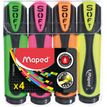 Maped Fluo Peps Ultra Soft - Pack de 4 surligneurs - couleurs assorties