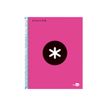 Antartik - Cahier à spirale A5 - 240 pages - petits carreaux (5x5 mm) - rose