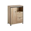 3483600874368-Rangement bas MAMBO - L80 x H112 x P46 - 1 porte / 2 tiroirs - Chêne Sonoma/noir-Angle gauche-0