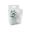 Maildor - Boîte de 2 bolducs et 4 nœuds blancs étoilés - ruban d'emballage