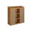 Rangement mi-hauteur SLIVER - L120 x H125 x P45 - 2 portes battantes - Chêne fil et blanc